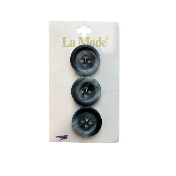 Vintage La Mode Buttons Set of 3 New Old Stock Navy Gray 19mm (3/4”) - Picture 3 of 7